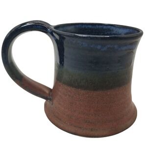 Handmade Pottery Coffee Mug Cup Signed By Artist Earth Tones Four Inches SEE
